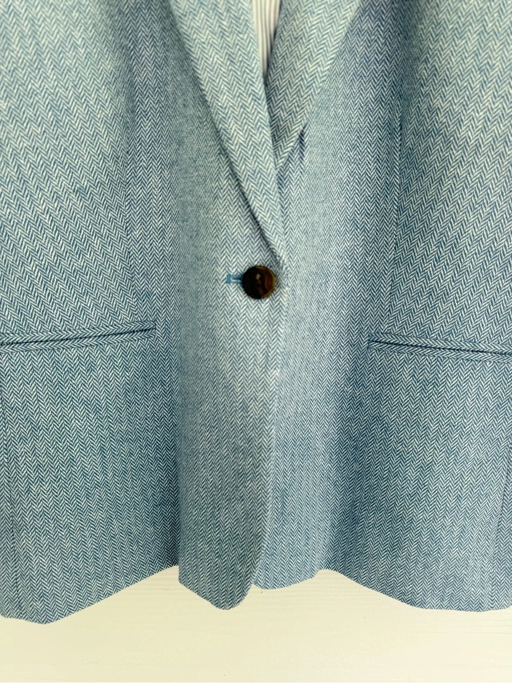 J.Crew Women’s Blue Herringbone Linen Blend Blazer Jacket Size 18 NWT